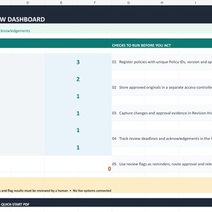Planilha de Controle de Políticas em Excel | Rastreamento de Versões, Revisões e Confirmações de Documentos