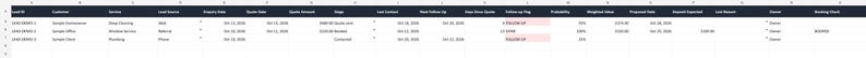 Quote to Booking Tracker Excel, Lead Follow Up CRM, Service Business Quote Tracker, Client Pipeline & Booking Spreadsheet image 3