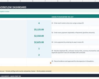 Invoice Payment Reconciliation Excel | AP Matching and Exception Tracker
