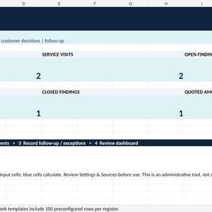 HVAC Maintenance Deficiency Tracker | HVAC Service Visit Log Excel | Quote Follow-Up Forms image 2