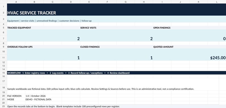 HVAC Maintenance Deficiency Tracker | HVAC Service Visit Log Excel | Quote Follow-Up Forms image 2