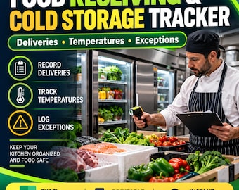Restaurant Receiving Temperature Log Excel | Food Delivery Inspection and Fridge Exception Tracker