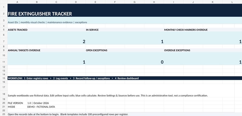 Fire Extinguisher Monthly Inspection Tracker Excel | Multi Site Inspection and Service Log image 2