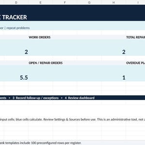 Commercial Laundry Equipment Maintenance Excel | Downtime and Repair Cost Tracking Spreadsheet image 2