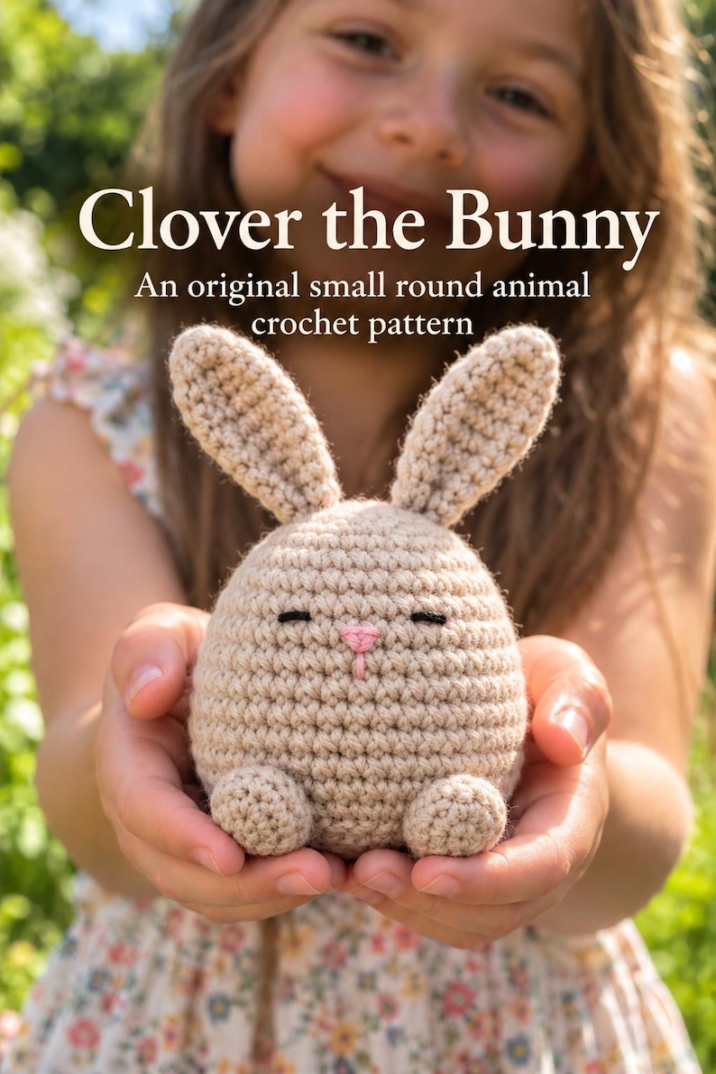 Clover the Bunny Crochet Pattern PDF, Bulky Yarn Amigurumi, US Terms image 1