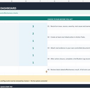 Planilha de Controle de Ações Corretivas e Preventivas (CAPA) em Excel | Registro de Ações Corretivas, Causa Raiz e Verificação de Eficácia