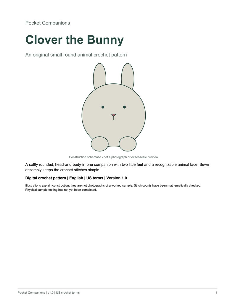 Clover the Bunny Crochet Pattern PDF, Bulky Yarn Amigurumi, US Terms image 2