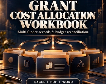 Planilha do Excel para Alocação de Custos de Subvenções Restritas | Controle de Orçamento e Despesas para Organizações Sem Fins Lucrativos com Múltiplos Financiadores