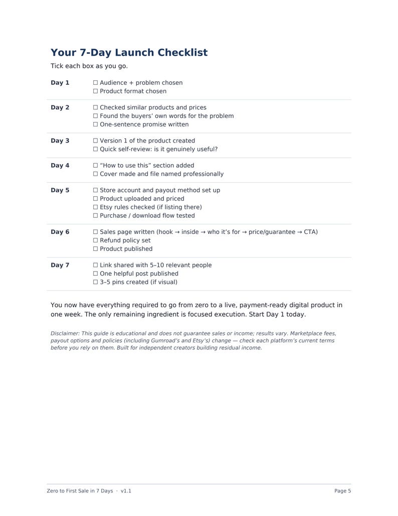 7-Day Digital Product Launch Guide and Checklist PDF image 3