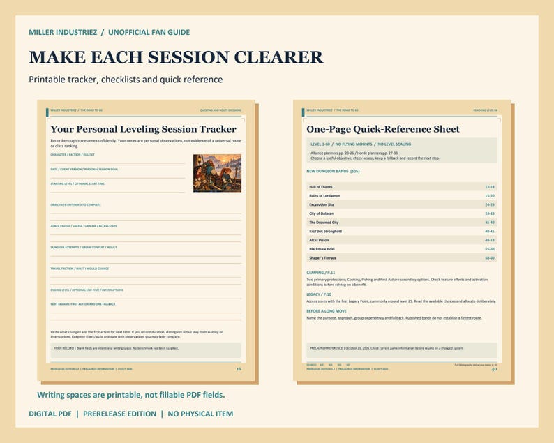 The Road to 60 | Unofficial WoW Forever Leveling Planner | 42-Page Illustrated PDF image 4