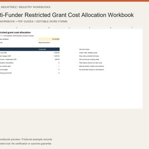 Foglio di calcolo Excel per l'allocazione dei costi delle sovvenzioni vincolate / Strumento di monitoraggio del budget e delle spese per organizzazioni non profit con più finanziatori