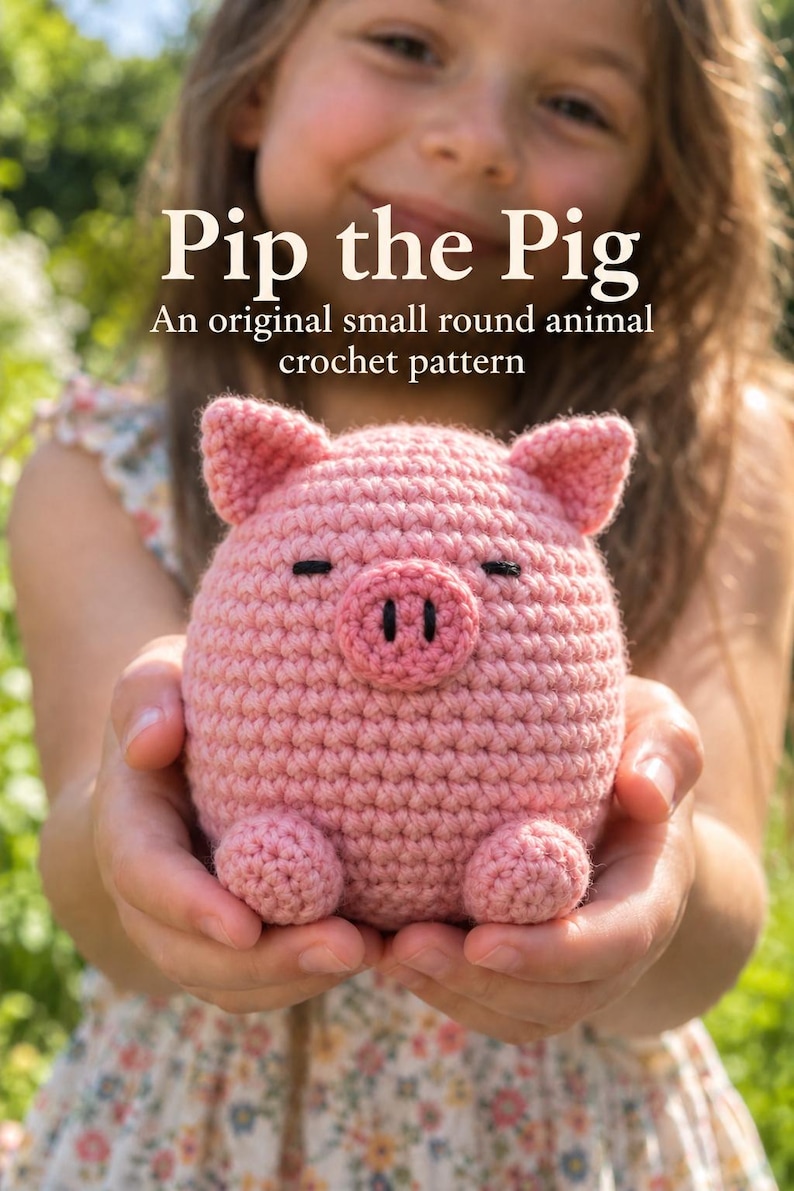 Pip the Pig Crochet Pattern PDF, Bulky Yarn Amigurumi, US Terms imagen 1
