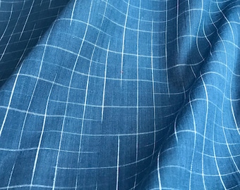 Handwoven Indigo Ikat, Fine Soft Cotton Sewing Fabric, Indigo with Fine Disappearing Check, Shirting, Sheers, Planet Friendly 1 unit = 1/2yd