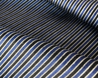 Fair Trade Handwoven Cotton Sewing Fabric, Black Blue White Pin Stripe, Fine Stripes, Shirting, Pleating, Planet Friendly 1 unit = 1/2yd