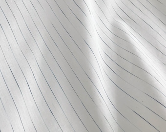 Handwoven Indigo Ikat, Fine Soft Cotton Sewing Fabric, White with Fine Disappearing Stripe, Shirting, Sheers, Planet Friendly 1 unit = 1/2yd