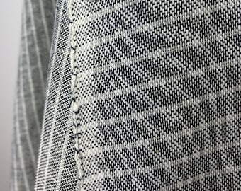 Fair Trade Handwoven Recycled Yarn Fabric, Dark Blue Stripe, Navy, Sustainable Handmade, Zero Carbon, Eco friendly, Textile, 1 unit = 1/2yd