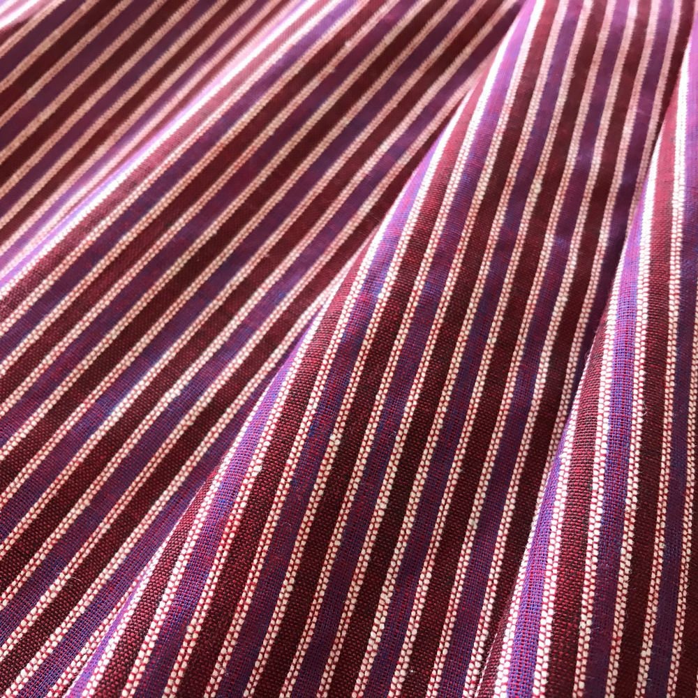 Ethical Handwoven Cotton Sewing Fabric Red Purple Stripes Etsy