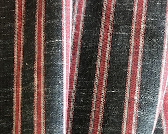 Sustainable Handwoven Cotton Sewing Fabric, Red, Black, Stripes, Fair Trade, Boho Chic, Dress, Tops, Ethical, Planet Friendly 1 unit = 1/2yd