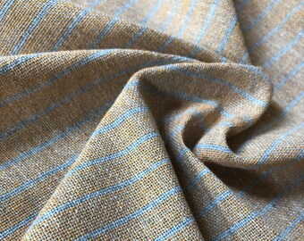 Fair Trade Handwoven Recycled Yarn Fabric, Yellow Stripe, Mustard, Sustainable Handmade, Zero Carbon, Eco friendly, Textile, 1 unit = 1/2yd