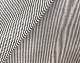 Fair Trade Handwoven Soft Cotton Sewing Fabric, Brown White Pin Stripe, Fine Stripes, Shirting, Pleating, Planet Friendly 1 unit = 1/2yd