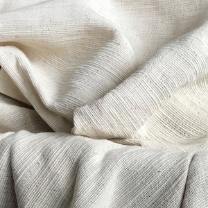 Handspun Handwoven Cotton, Chunky Texture Fabric, Natural, Ready for Dye, Fair Trade, Handmade, Zero Carbon, Non-synthetic, 1 unit = 1/2yd