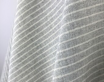 Fair Trade Handwoven Recycled Yarn Fabric, Soft Grey Stripe, Gray Sustainable Handmade, Zero Carbon, Eco friendly, Eco Style, 1 unit = 1/2yd