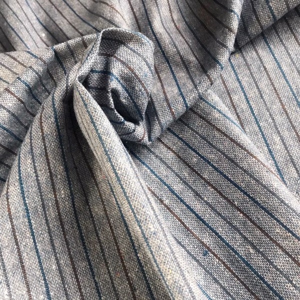 Sustainable Stripe Yardage Fabric, Recycled, Natural Indigo Dye, Handwoven, Ethical, Fair Trade, Ecofriendly, Zero Waste, 1 unit = 1/2 yd @