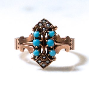 Victorian Turquoise and Seed Pearl Ring