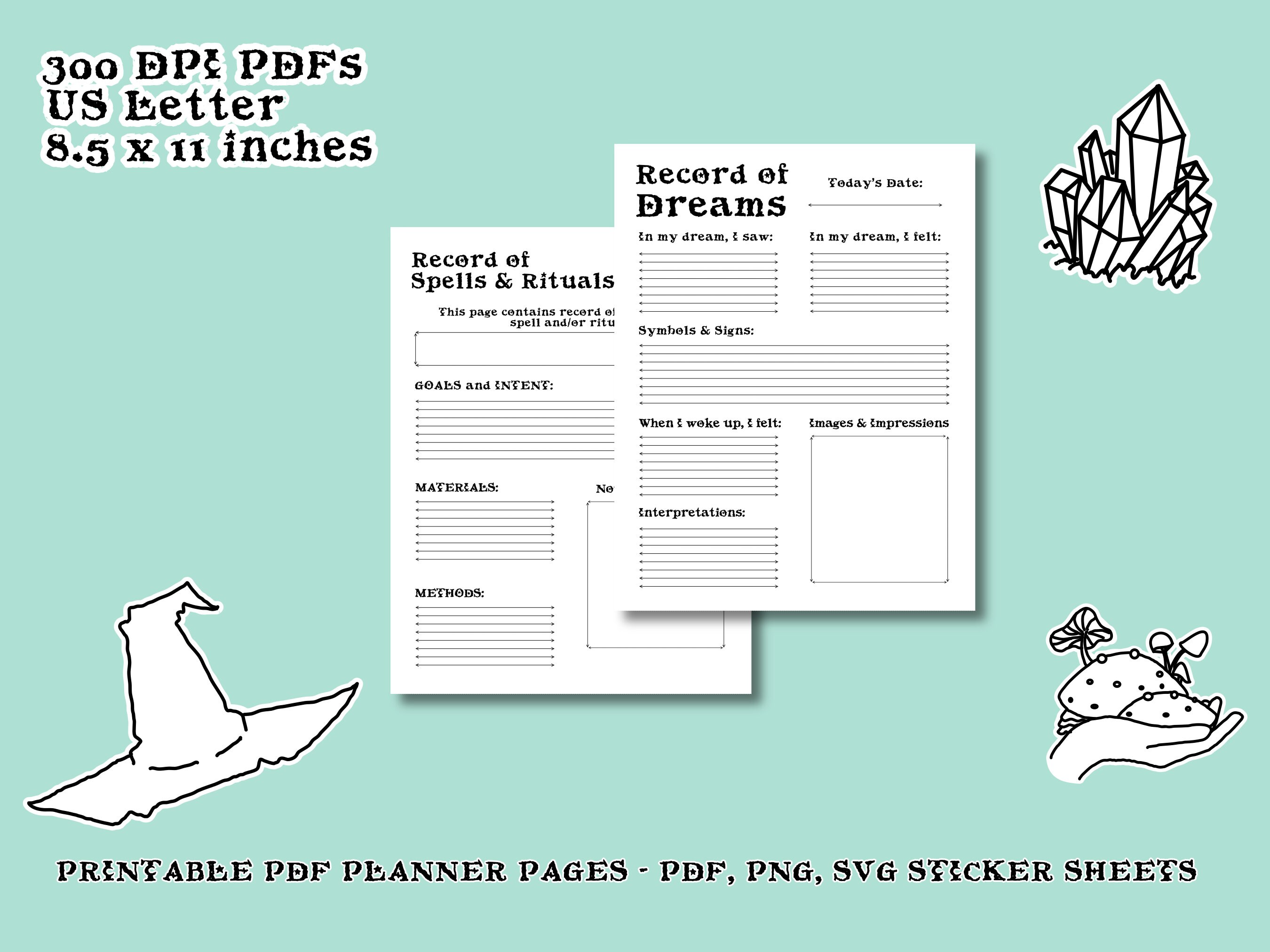 Cute Simple Witchy Printable BUNDLE Planner, Journal, and Calendar - Etsy