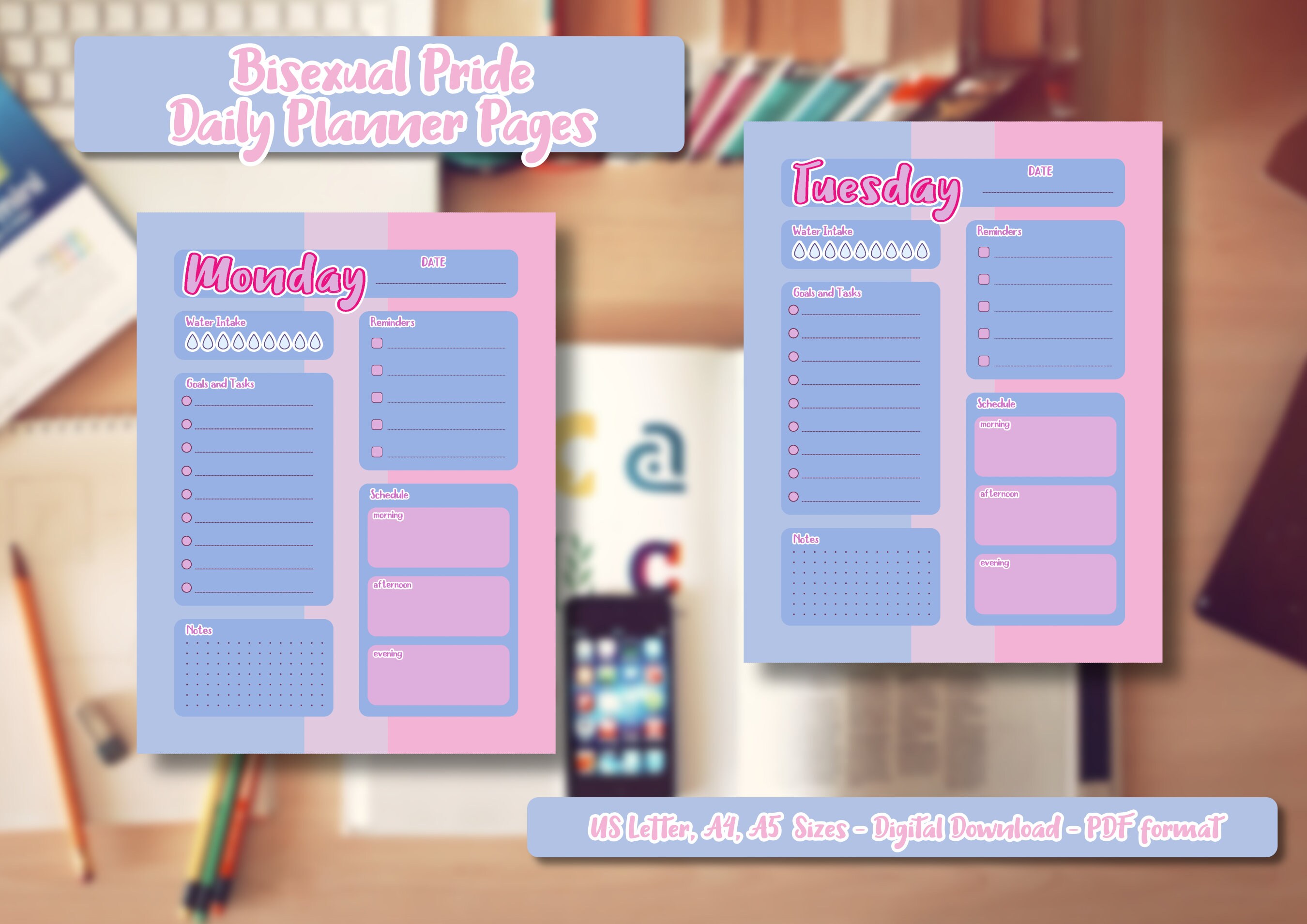 Bisexual Flag Printable Daily Pride Planner Pdfs - Etsy