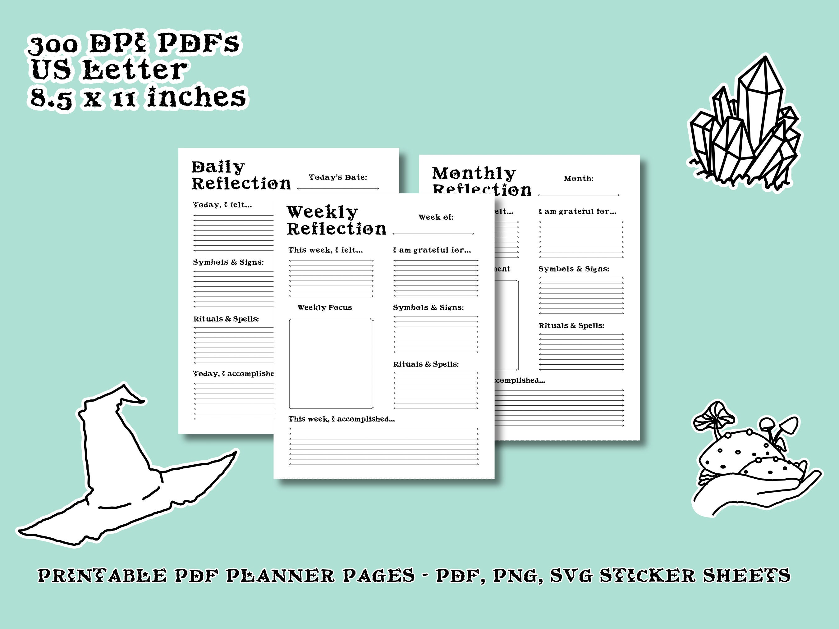 Cute Simple Witchy Printable BUNDLE Planner, Journal, and Calendar - Etsy