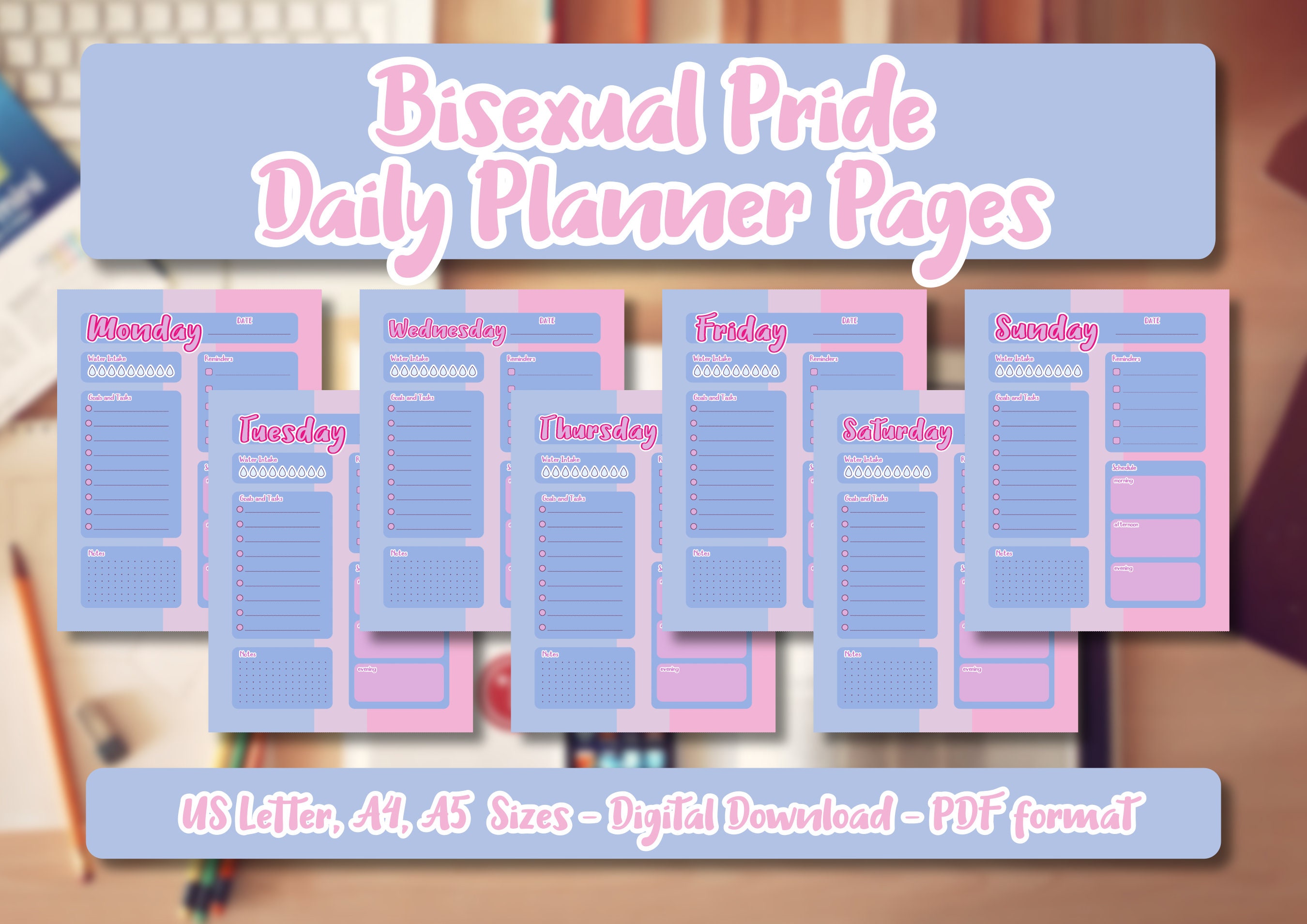 Bisexual Flag Printable Daily Pride Planner Pdfs - Etsy