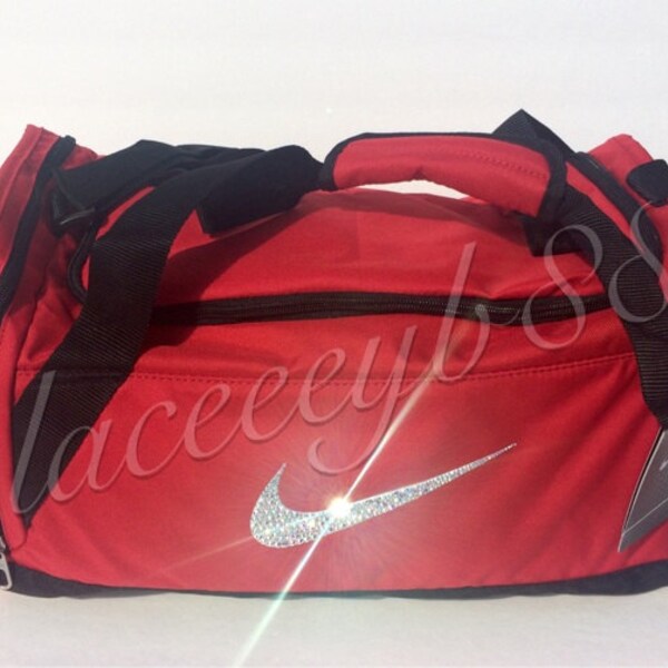 XS-Bling Swarovski Nike Duffel Bag-Red, Nike Bag, Bling Nike Bag, Nike Duffel Bag, Bling Gym Bag, Bling Duffel Bag, Bling Back, Cheer Bag
