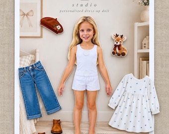 Personalized Paper Doll from Photo, Custom Dress Up Doll with 1 Outfit of Your Choice, Unique Birthday Gift for Girls