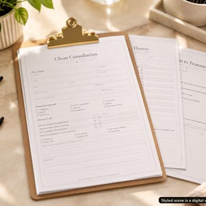 PMU Consent Form Printable UK, Brow and Lash Client Consultation Form, Medical History, Patch Test and Aftercare, Fillable PDF