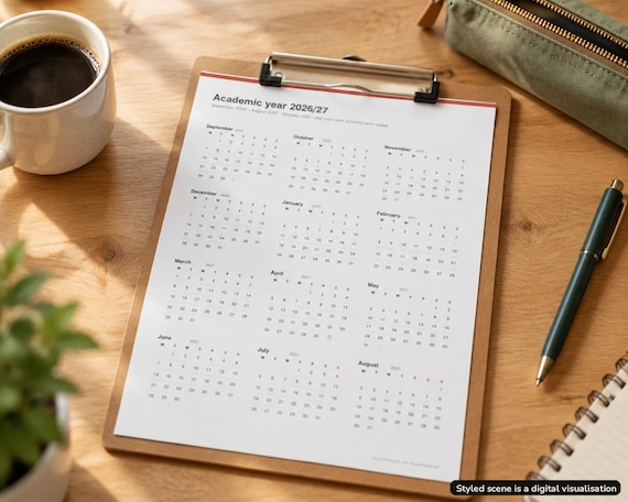 UK Academic Year Planner 2026/27 Printable