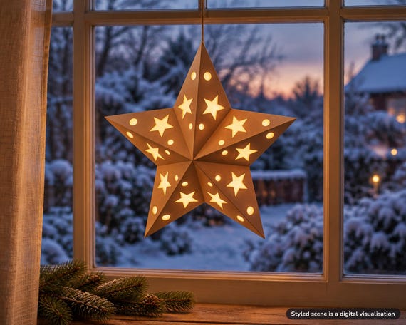 3D Paper Star Lantern Template