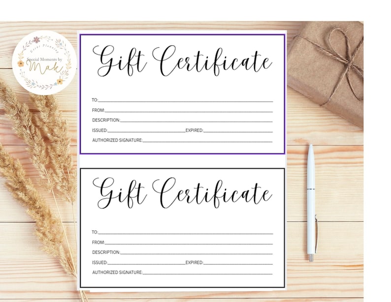 Printable Gift Certificate Template, Editable Gift Voucher, Instant ...