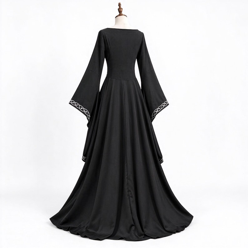 Yellow Renaissance Dresses Medieval Renaissance Dress for Women, Embroidered Bell Sleeve Maxi Gown ...