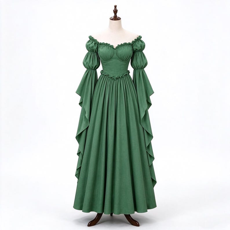 Yellow Renaissance Dresses Gothic Renaissance Dress, off Shoulder Corset Maxi Gown, Medieval Puff ...