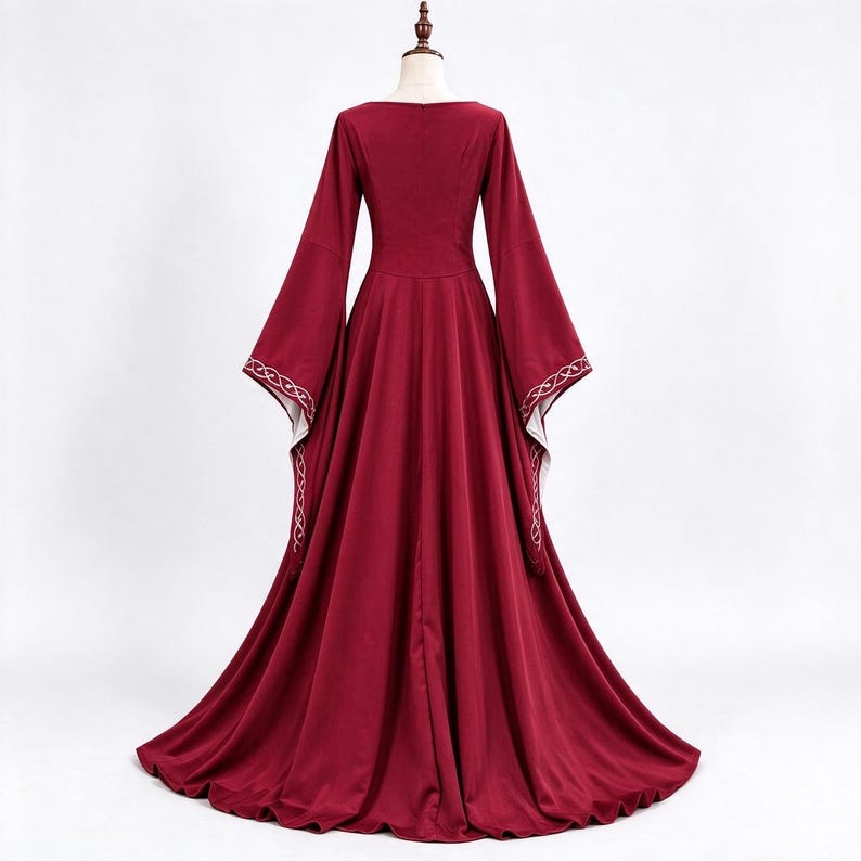 Yellow Renaissance Dresses Medieval Renaissance Dress for Women, Embroidered Bell Sleeve Maxi Gown ...