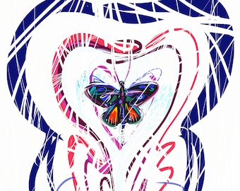 Butterfly Heart - 9" x 12"