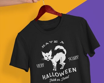 Halloween Cat Unisex Softstyle T-Shirt, Halloween Gift, Woman's Halloween Shirt, Men's Halloween Shirt