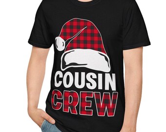T-shirt souple unisexe de Noël Cousin Crew, chemise de vacances, vêtements d'hiver de Noël, t-shirt de Noël festif, tenue de fête de Noël