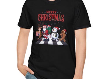T-shirt souple unisexe de Noël, chemise des fêtes, vêtements d'hiver de Noël, t-shirt de Noël festif, tenue de fête de Noël