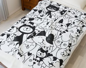 Couverture en velours pour chats - jeté douillet, cadeau pour couple, accessoire de maison doux pour la famille, literie moelleuse, décoration pour amoureux des chats