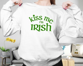 Kiss Me I'm Irish Unisex Heavy Blend Crewneck Sweatshirt, St. Patricks Day, Irish sweatshirt, Green Sweatshirt, St Paddys Day Sweatshirt