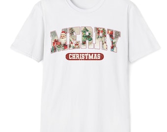 T-shirt souple unisexe de Noël, chemise de vacances, vêtements de Noël d'hiver, t-shirt de Noël festif, chemise joyeux Noël