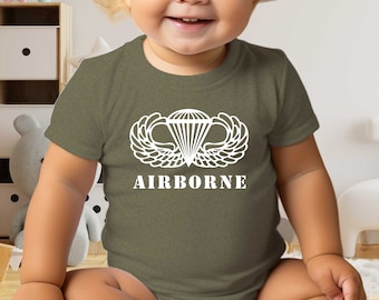 Paratrooper Airborne - Bodysuit, Paratrooper Gift, Airborne Paratrooper, Military Green, Children Airborne romper, Child paratrooper gift