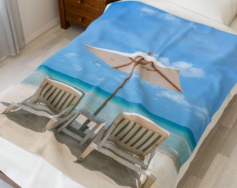 Couverture moelleuse en velours pour chaises de plage - jeté confortable, cadeau pour couple, couverture de famille, décoration de mariage, accessoire de maison doux